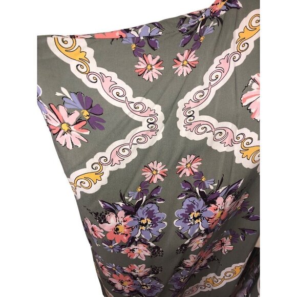 Krazy Kat Kimono XL Open Cardigan Rayon Floral Swim Cover Open Cardigan Beach - Picture 5 of 9